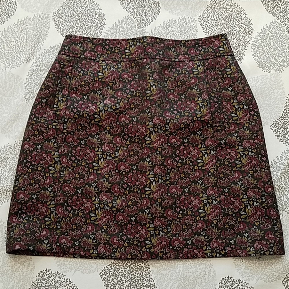 LOFT Embroidered Satin Floral Skirt - NWT
